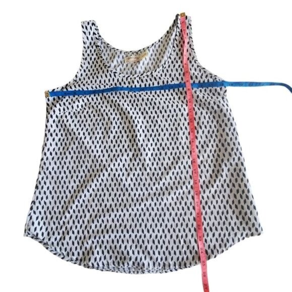 FADED GLORY Womens Tank Top Medium Black‎ White Sheer Round Hem Casual Layer - Picture 7 of 9